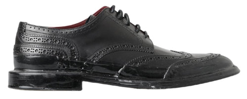 Dolce & Gabbana Elegant Black Leather Derby Men's Shoes