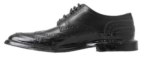 Dolce & Gabbana Elegant Black Leather Derby Men's Shoes