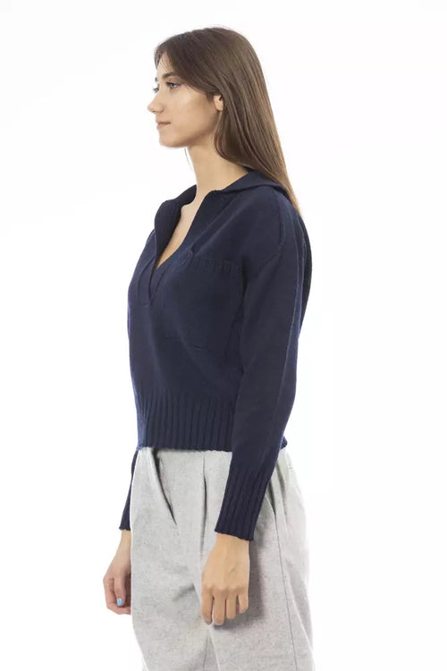 Alpha Studio Blue Wool Women Women's Sweater