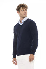 Alpha Studio Blue Wool Men Men's Sweater