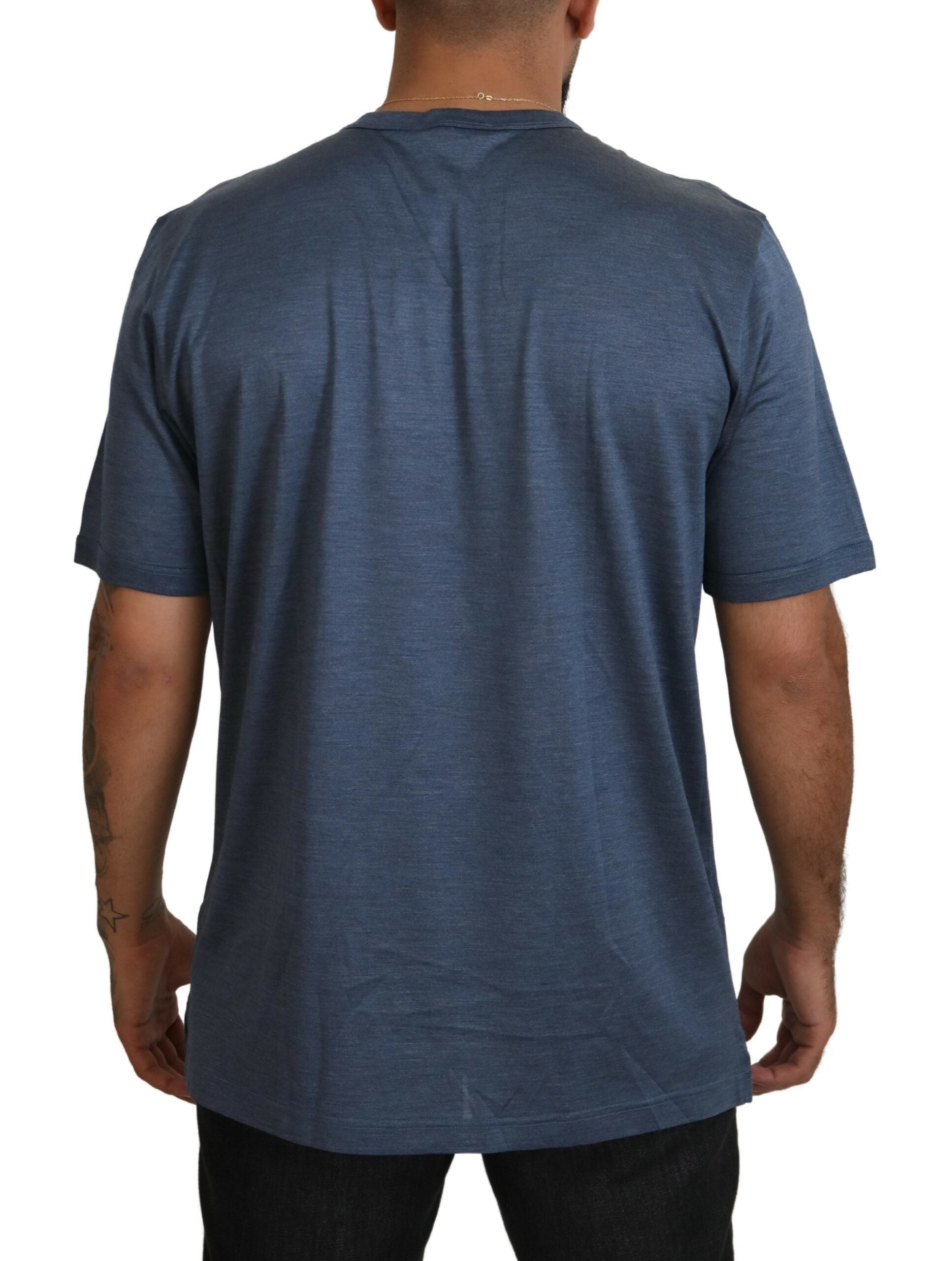 Dolce & Gabbana Silken Blue Crewneck Tee – A Touch of Men's Elegance