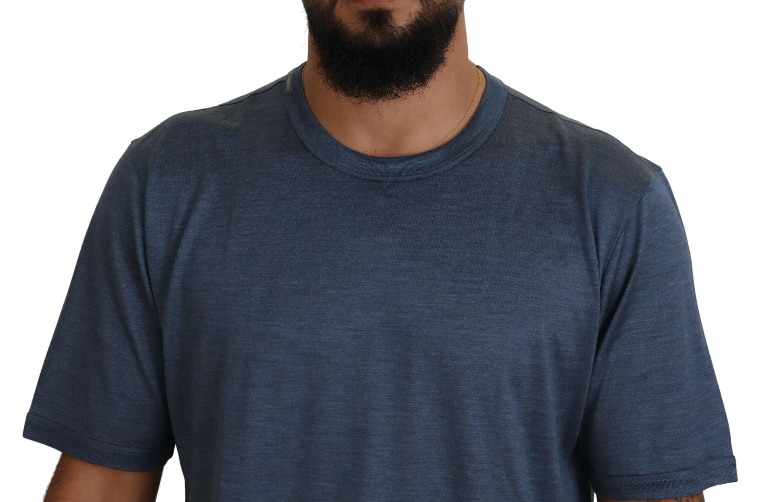 Dolce & Gabbana Silken Blue Crewneck Tee – A Touch of Men's Elegance