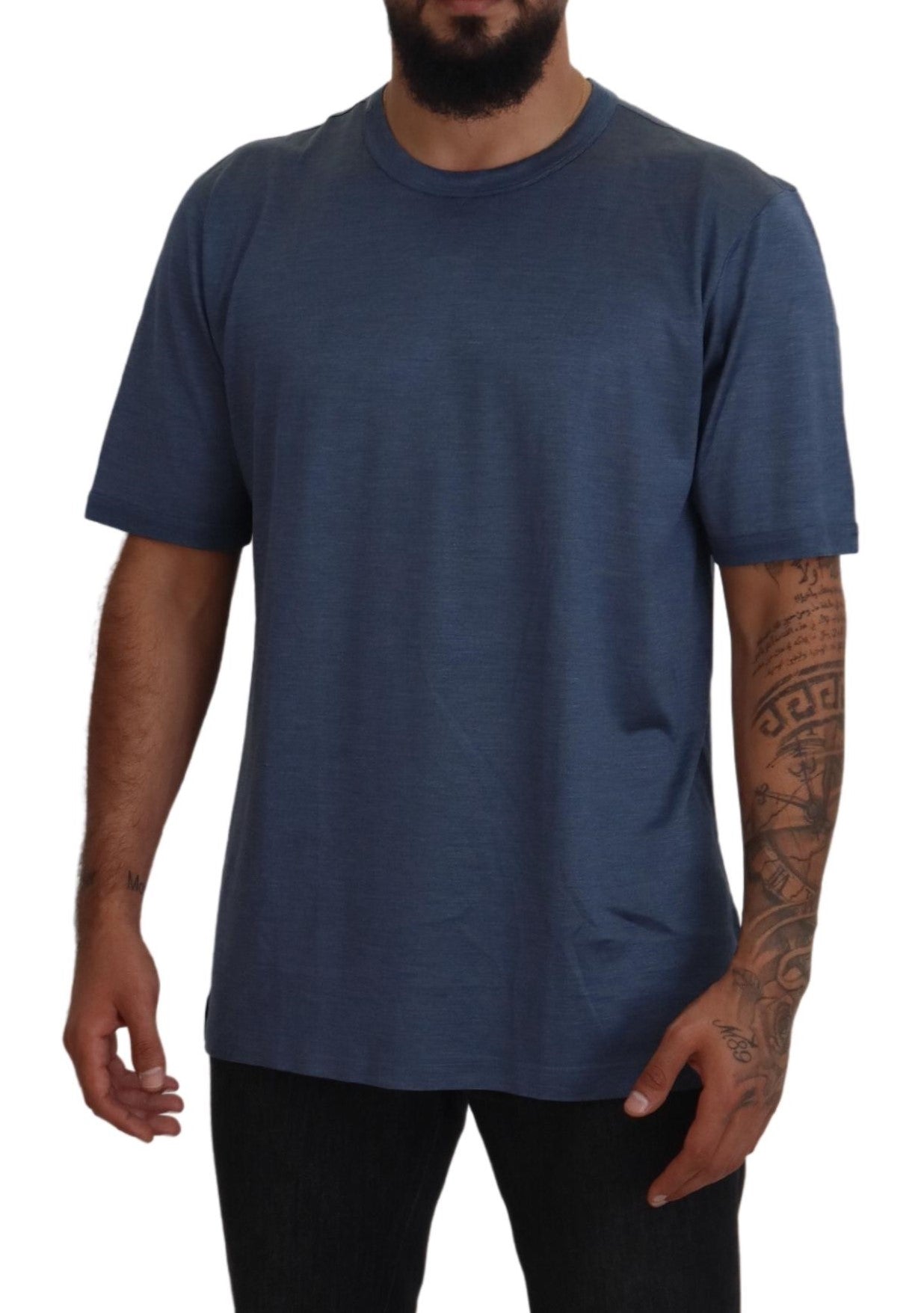 Dolce & Gabbana Silken Blue Crewneck Tee – A Touch of Men's Elegance