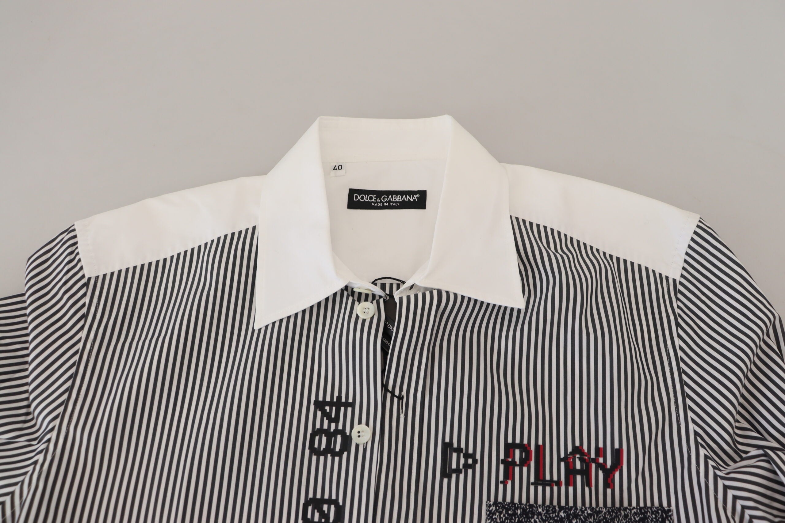 Dolce & Gabbana Slim Fit Striped Casual Shirt with Channel Men's Motive