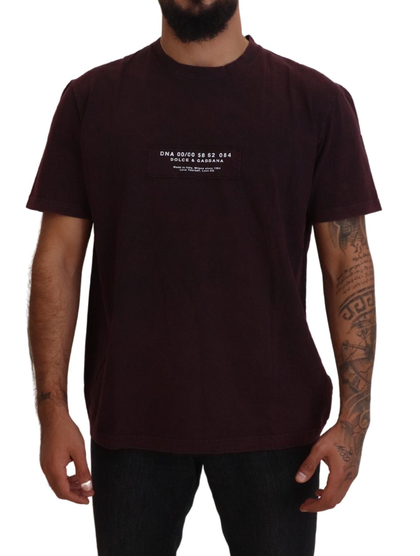 Dolce & Gabbana Elegant Bordeaux Crewneck Men's Tee