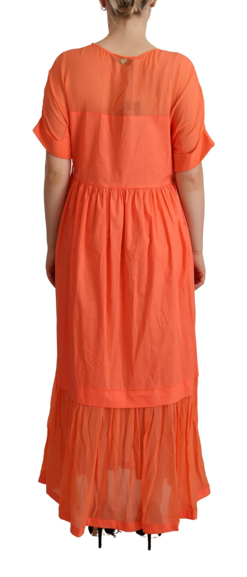 Twinset Elegant Coral Maxi Dress with Short Women's Sleeves