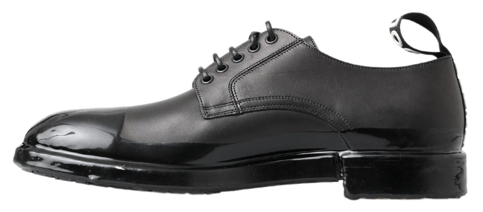 Dolce & Gabbana Elegant Derby Lace-Up Leather Shoes in Men's Black (Pre-Owned)