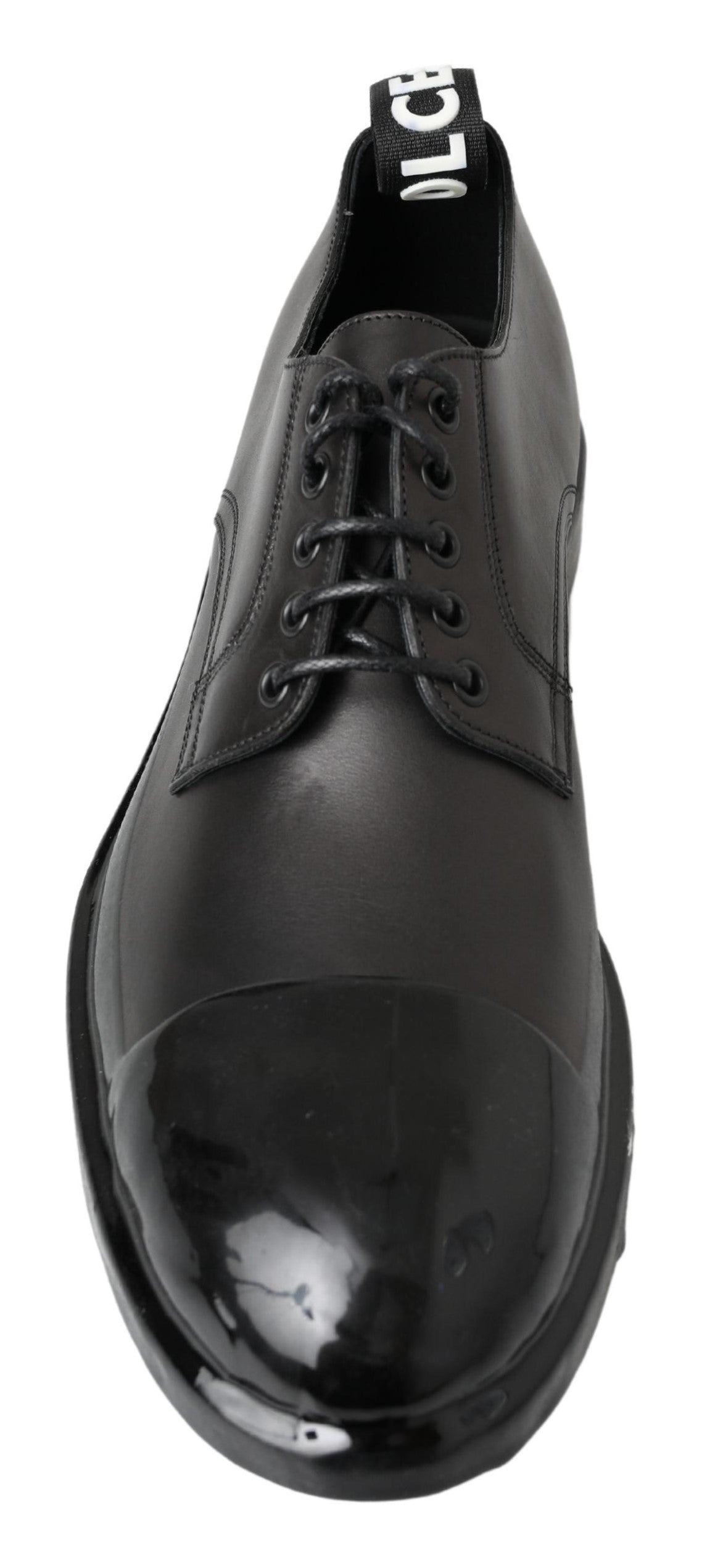 Dolce & Gabbana Elegant Derby Lace-Up Leather Shoes in Men's Black (Pre-Owned)