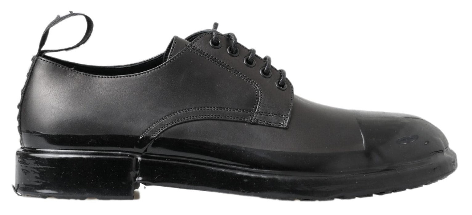 Dolce & Gabbana Elegant Derby Lace-Up Leather Shoes in Men's Black (Pre-Owned)