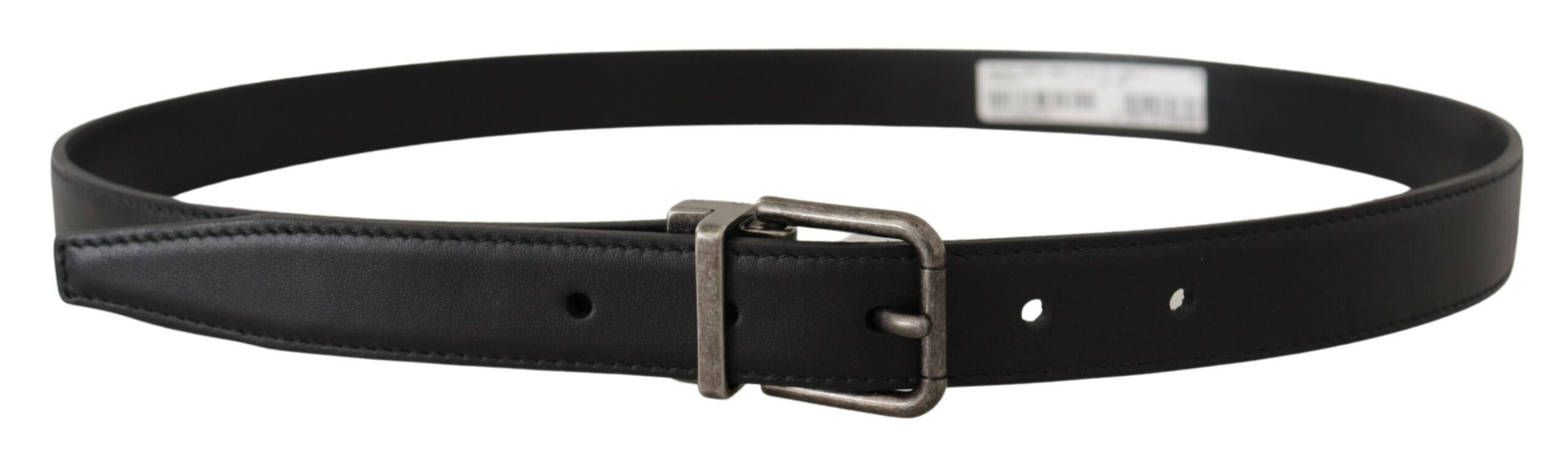 Dolce & Gabbana Elegant Black Leather Belt with Metal Men's Buckle