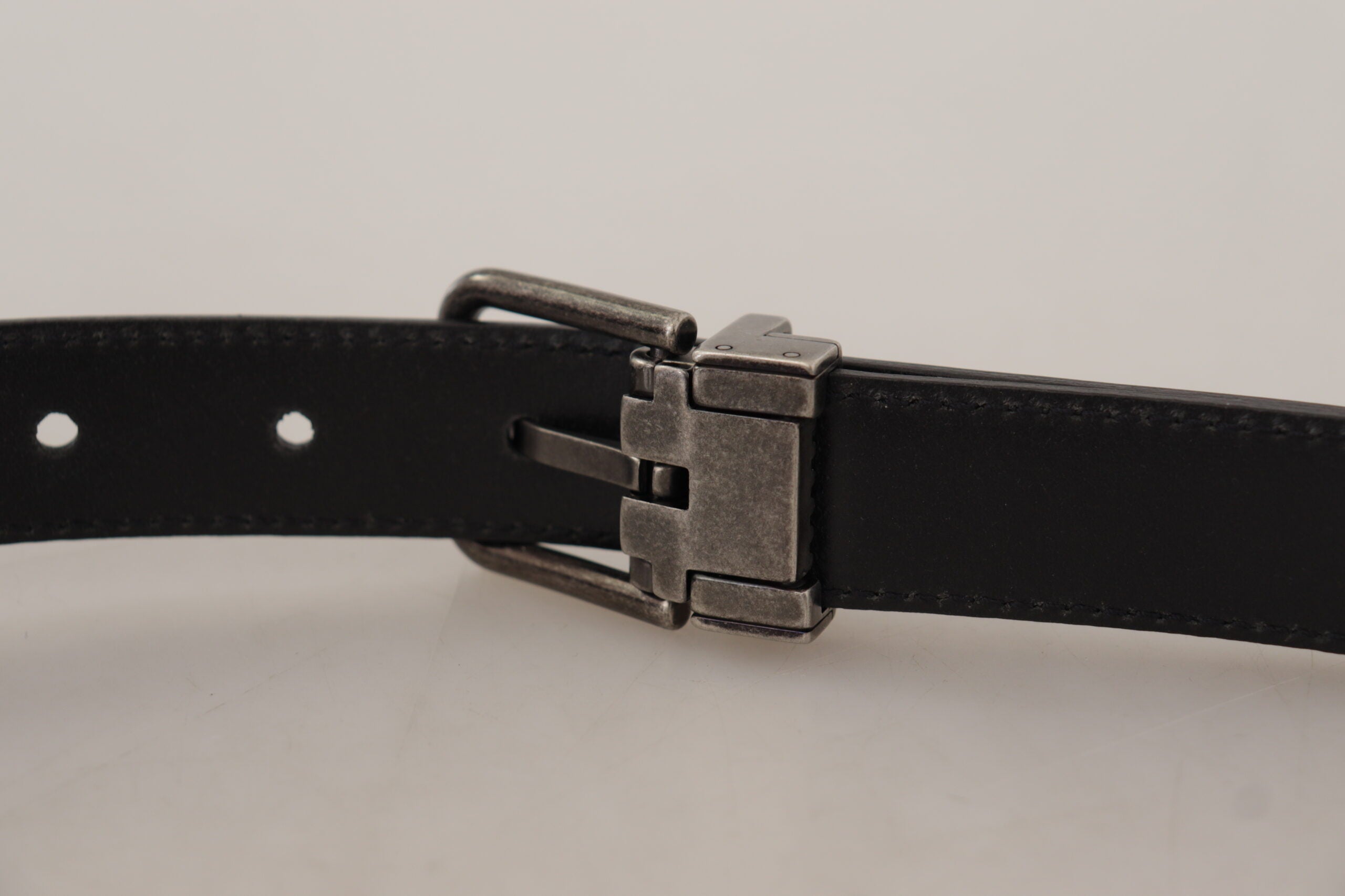 Dolce & Gabbana Elegant Black Leather Belt with Metal Men's Buckle