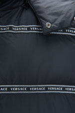 Versace Elegant Black Logo Band Vest with Detachable Men's Hood