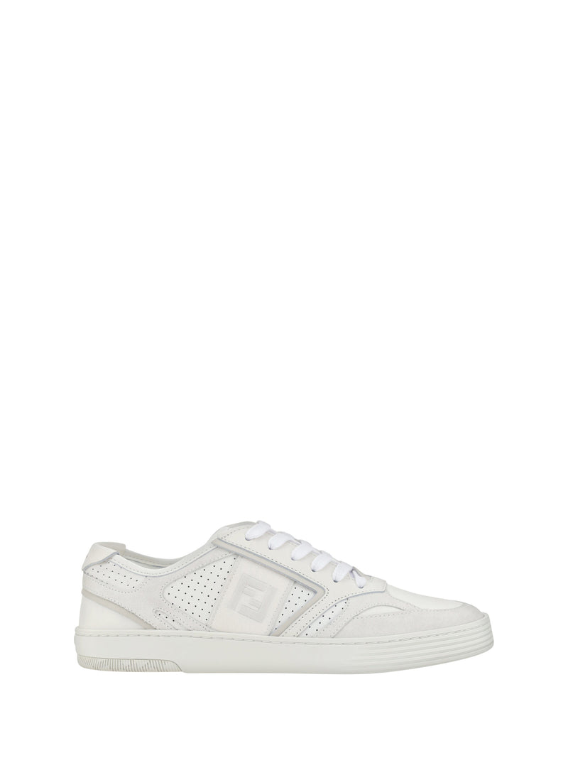 Fendi Elegant Low Top Calfskin Sneakers in Men's White