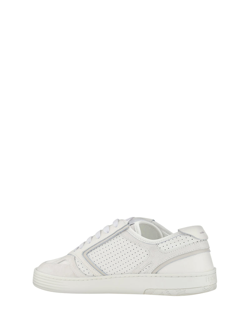 Fendi Elegant Low Top Calfskin Sneakers in Men's White