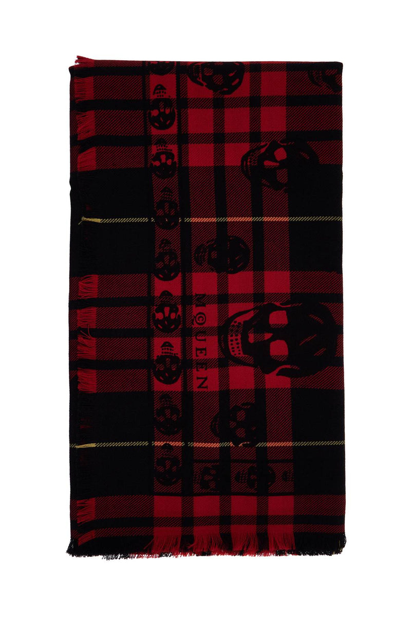 Alexander Mcqueen Men's Tartan Wool Skull Scarf In