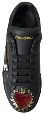 Dolce & Gabbana Elegant Portofino Leather Sneakers - Black Men's Multicolor