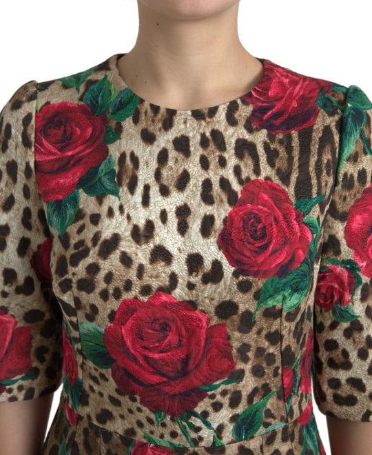 Dolce Gabbana Floral Leopard Print A Line Women s Dress