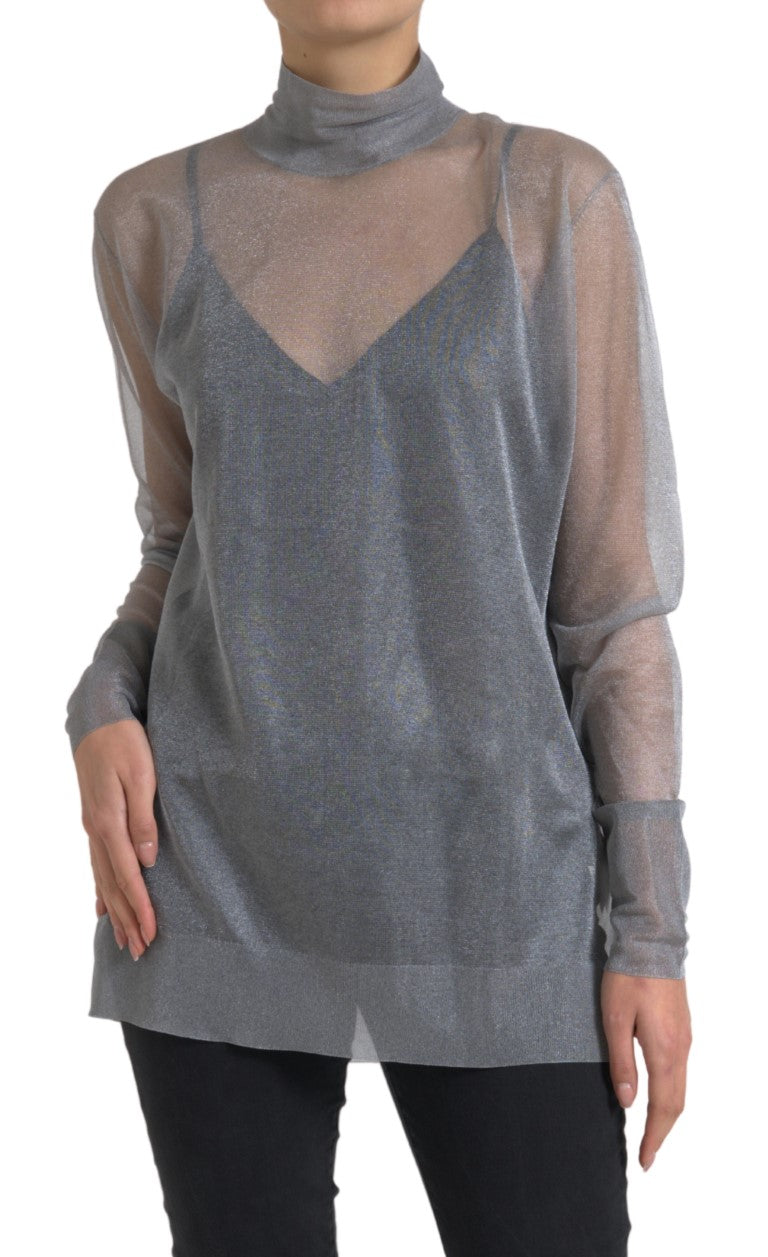 Dolce & Gabbana Elegant Gray Long Sleeve Mesh Women's Top