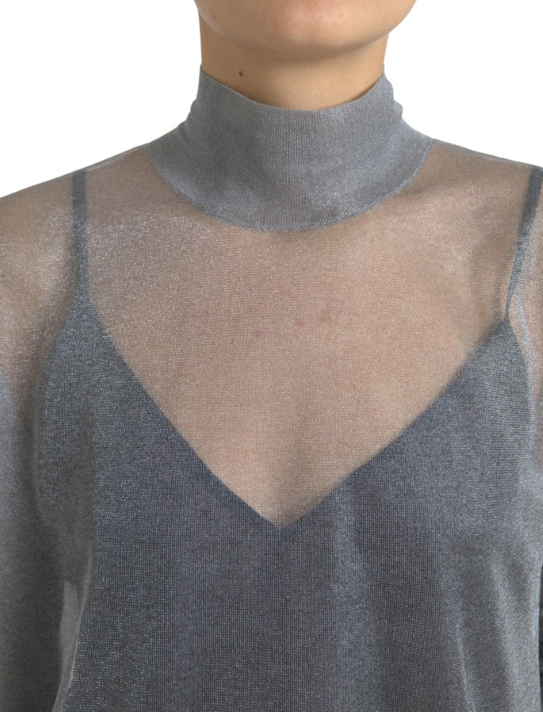 Dolce & Gabbana Elegant Gray Long Sleeve Mesh Women's Top