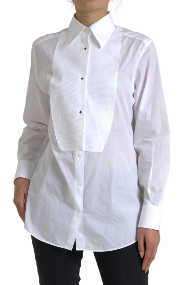 Dolce & Gabbana Elegant White Cotton Poplin Dress Women's Shirt