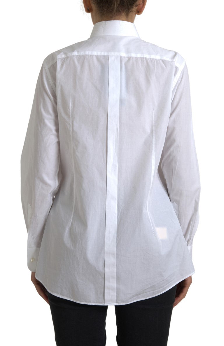 Dolce & Gabbana Elegant White Cotton Poplin Dress Women's Shirt