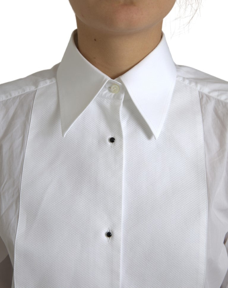 Dolce & Gabbana Elegant White Cotton Poplin Dress Women's Shirt