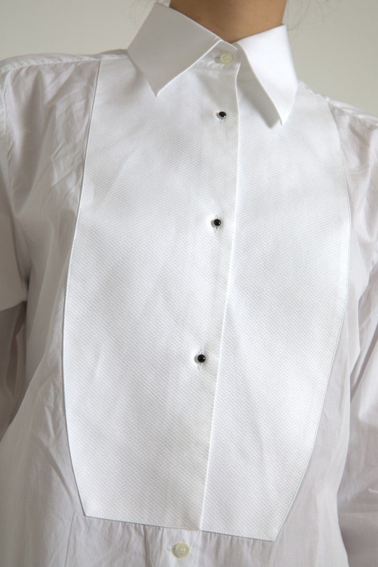 Dolce & Gabbana Elegant White Cotton Poplin Dress Women's Shirt