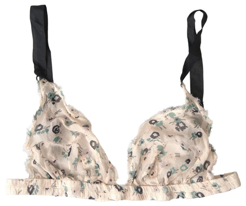 Costume National Elegant Floral Print Beige Women's Bra