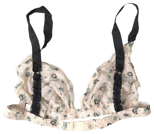 Costume National Elegant Floral Print Beige Women's Bra