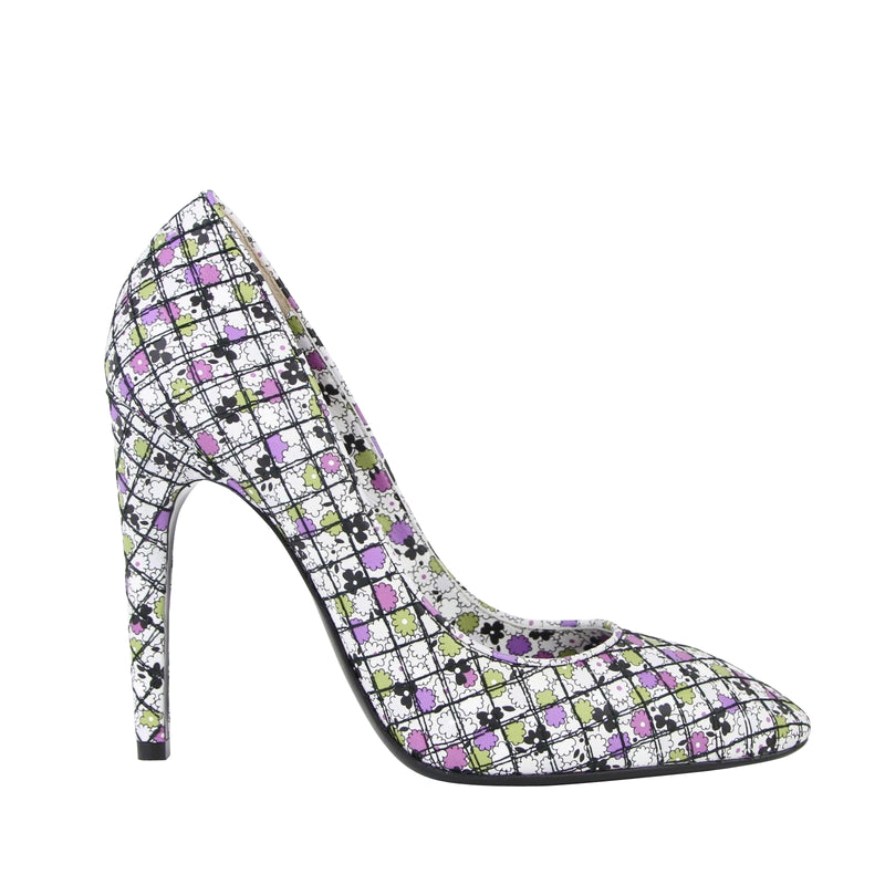 Bottega Veneta Women's Green / Purple Floral Leather Ankle Strap Heels (37.5 G / 7.5 US)