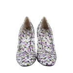 Bottega Veneta Women's Green / Purple Floral Leather Ankle Strap Heels (37.5 G / 7.5 US)