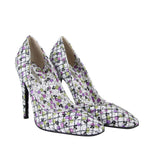 Bottega Veneta Women's Green / Purple Floral Leather Ankle Strap Heels (37.5 G / 7.5 US)