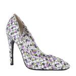 Bottega Veneta Women's Green / Purple Floral Leather Ankle Strap Heels (37.5 G / 7.5 US)