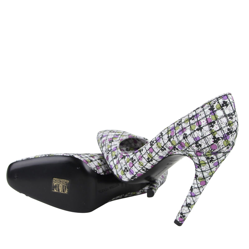 Bottega Veneta Women's Green / Purple Floral Leather Ankle Strap Heels (37.5 G / 7.5 US)