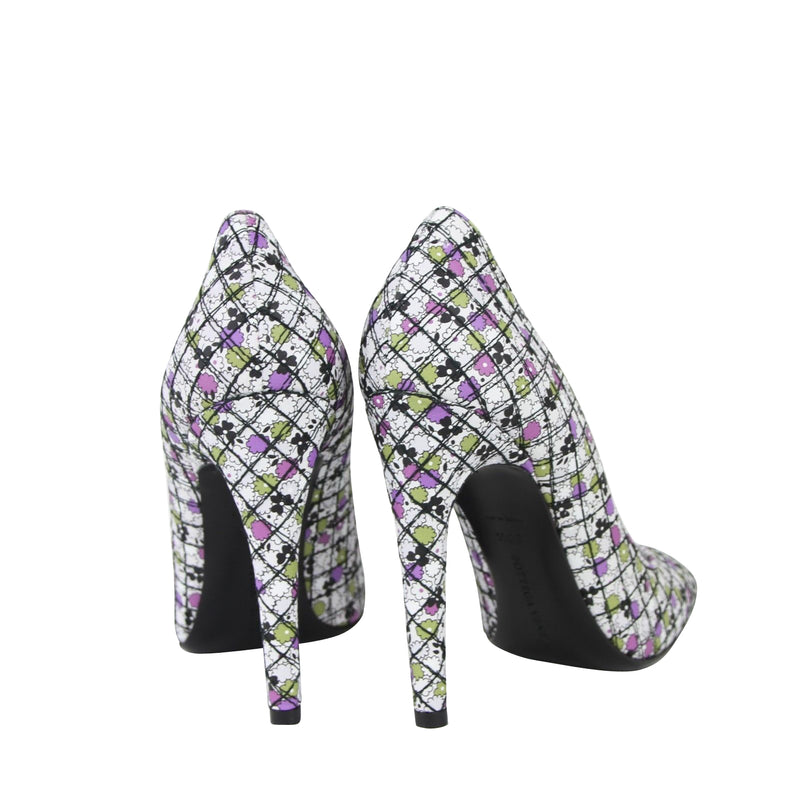 Bottega Veneta Women's Green / Purple Floral Leather Heels (39 EU / 9 US)