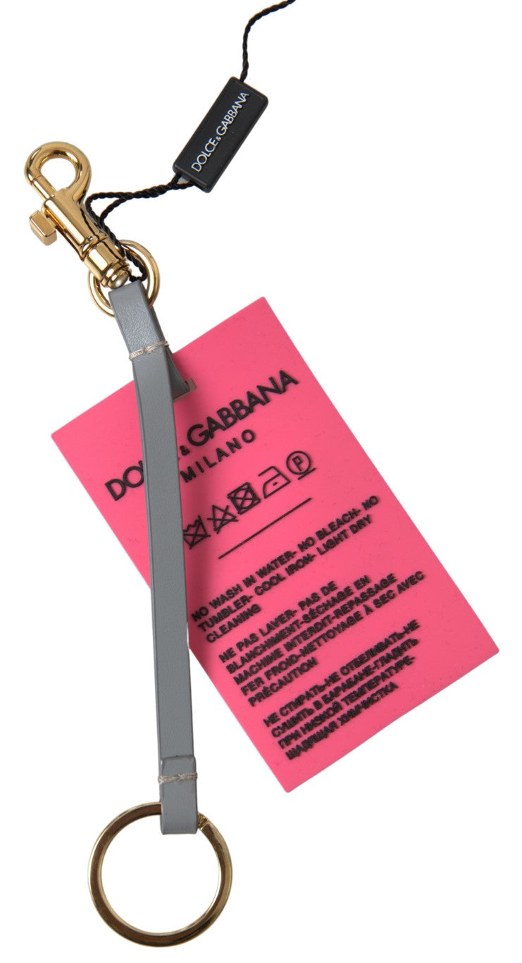 Dolce & Gabbana Chic Pink Leather-Trimmed Women's Keychain