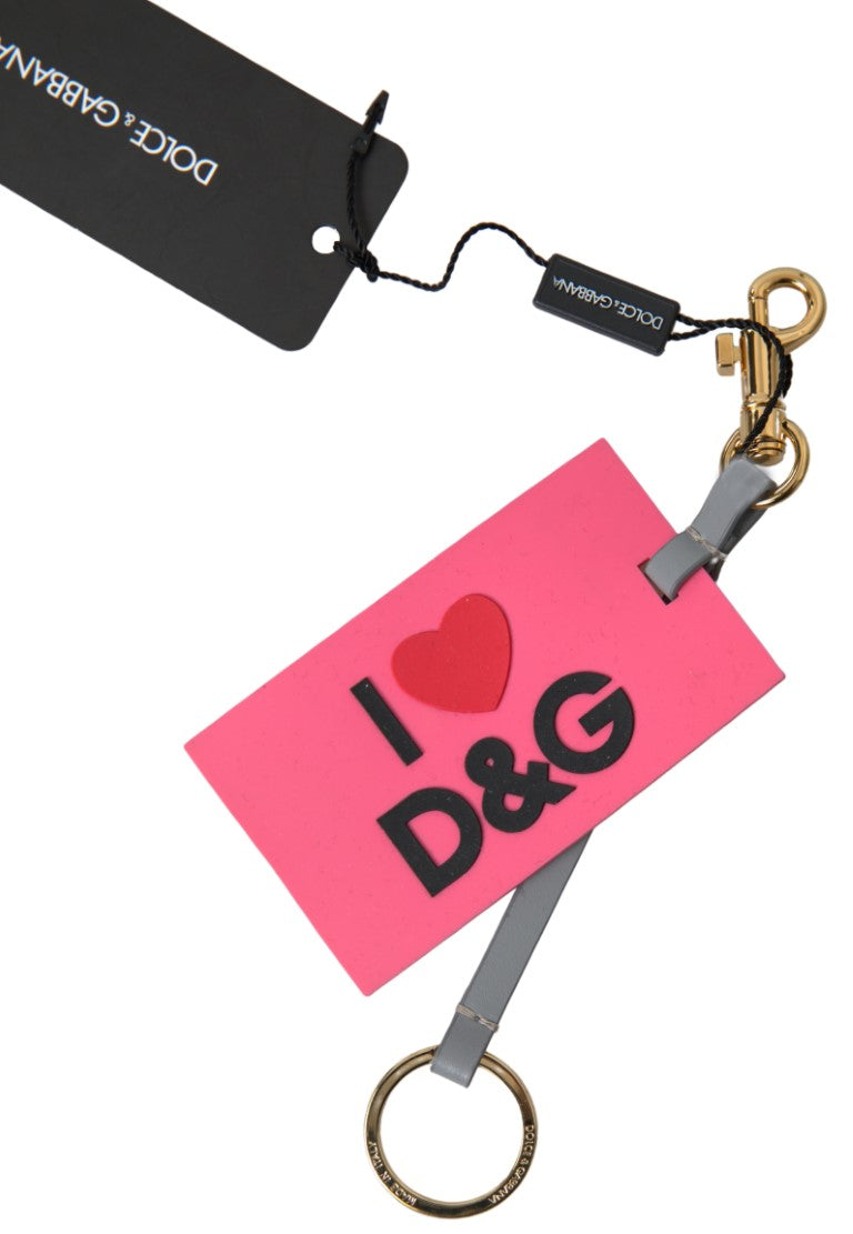 Dolce & Gabbana Chic Pink Leather-Trimmed Women's Keychain