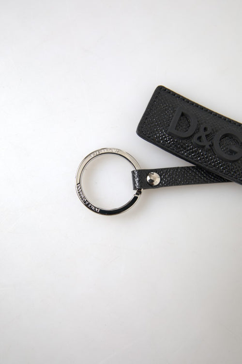 Dolce & Gabbana Elegant Black Leather Keyring Men's Accessory