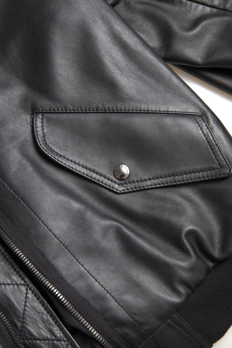 Dolce & Gabbana Elegant Black Leather Bomber Men's Jacket