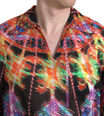 Dolce & Gabbana Multicolor Luminarie Print Cotton Polo Men's Shirt