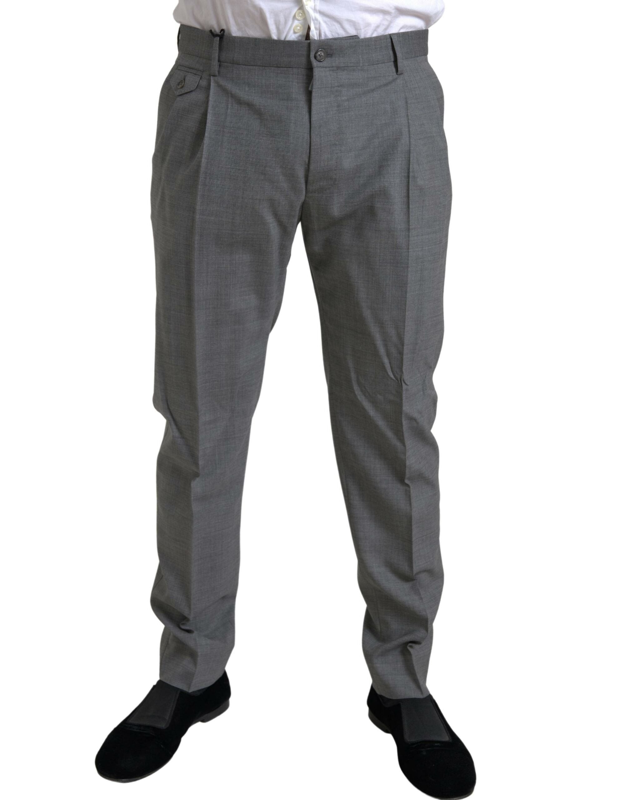 Dolce & Gabbana Elegant Skinny Wool Dress Pants in Men's Grey