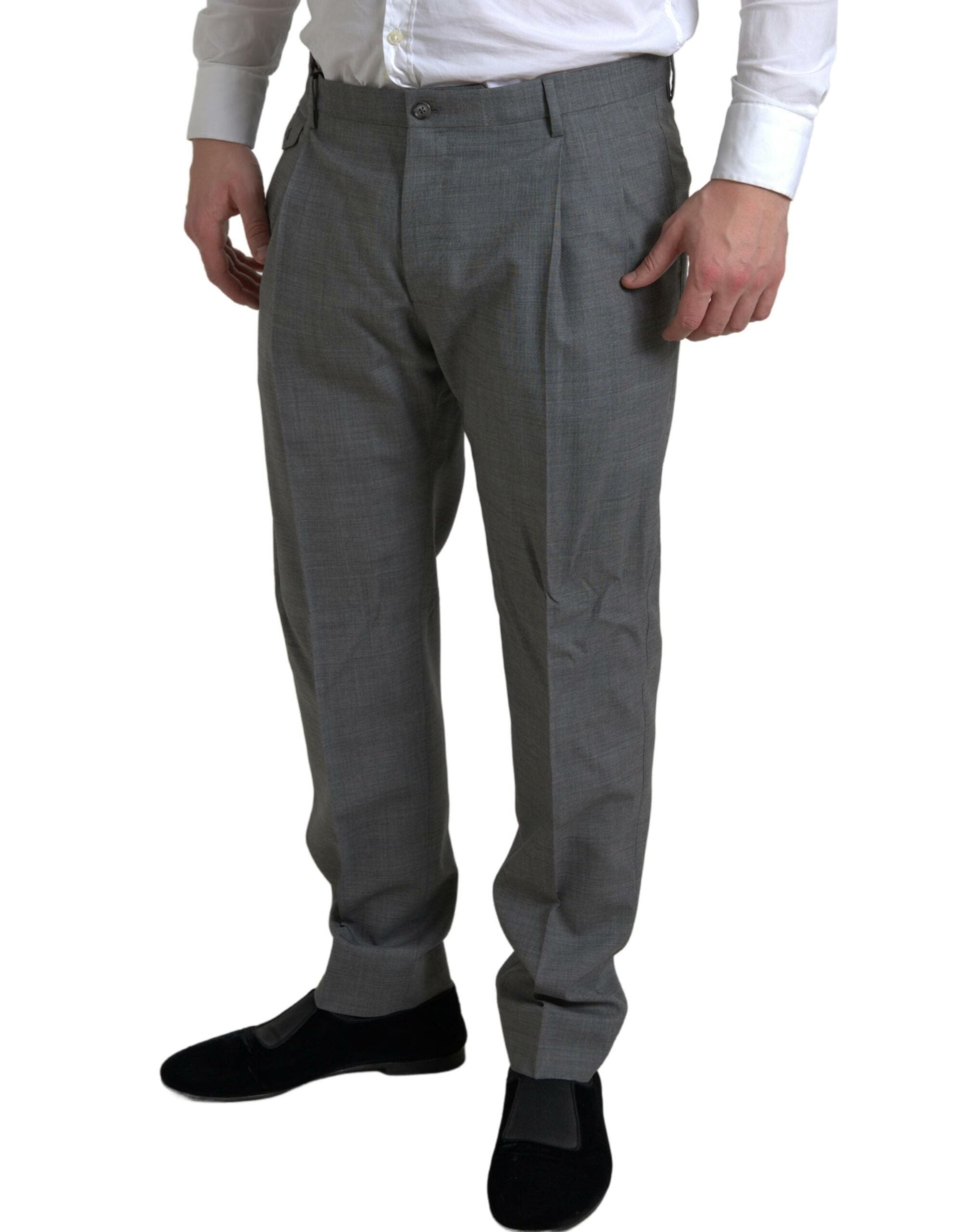 Dolce & Gabbana Elegant Skinny Wool Dress Pants in Men's Grey