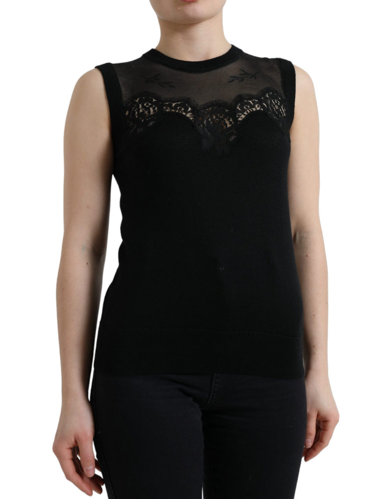 Dolce & Gabbana Elegant Lace Trim Sleeveless Tank Women's Top