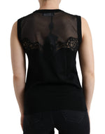 Dolce & Gabbana Elegant Lace Trim Sleeveless Tank Women's Top