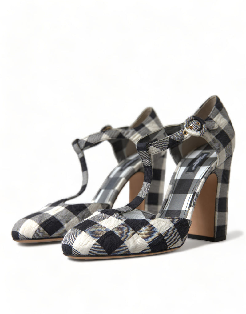 Dolce & Gabbana Chic Gingham T-Strap Pumps: Timeless Mary Jane Women's Heels