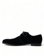 Dolce & Gabbana Elegant Black Velvet Derby Dress Men's Shoes