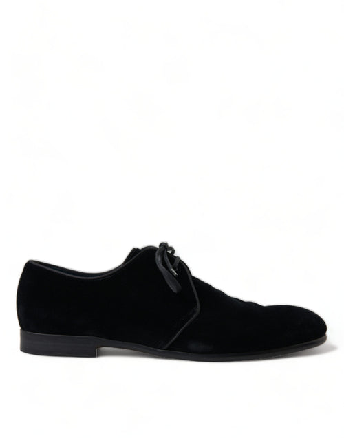 Dolce & Gabbana Elegant Black Velvet Derby Dress Men's Shoes