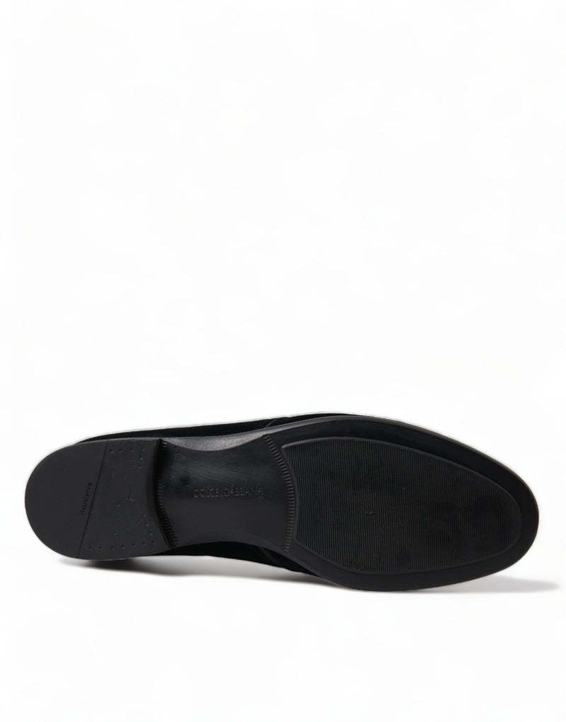 Dolce & Gabbana Elegant Black Velvet Derby Dress Men's Shoes