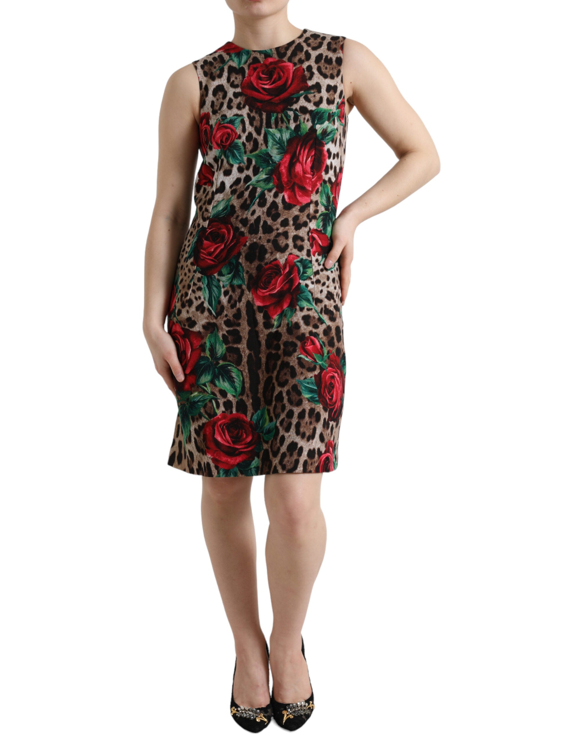 Dolce & Gabbana Elegant Leopard Floral A-Line Women's Dress