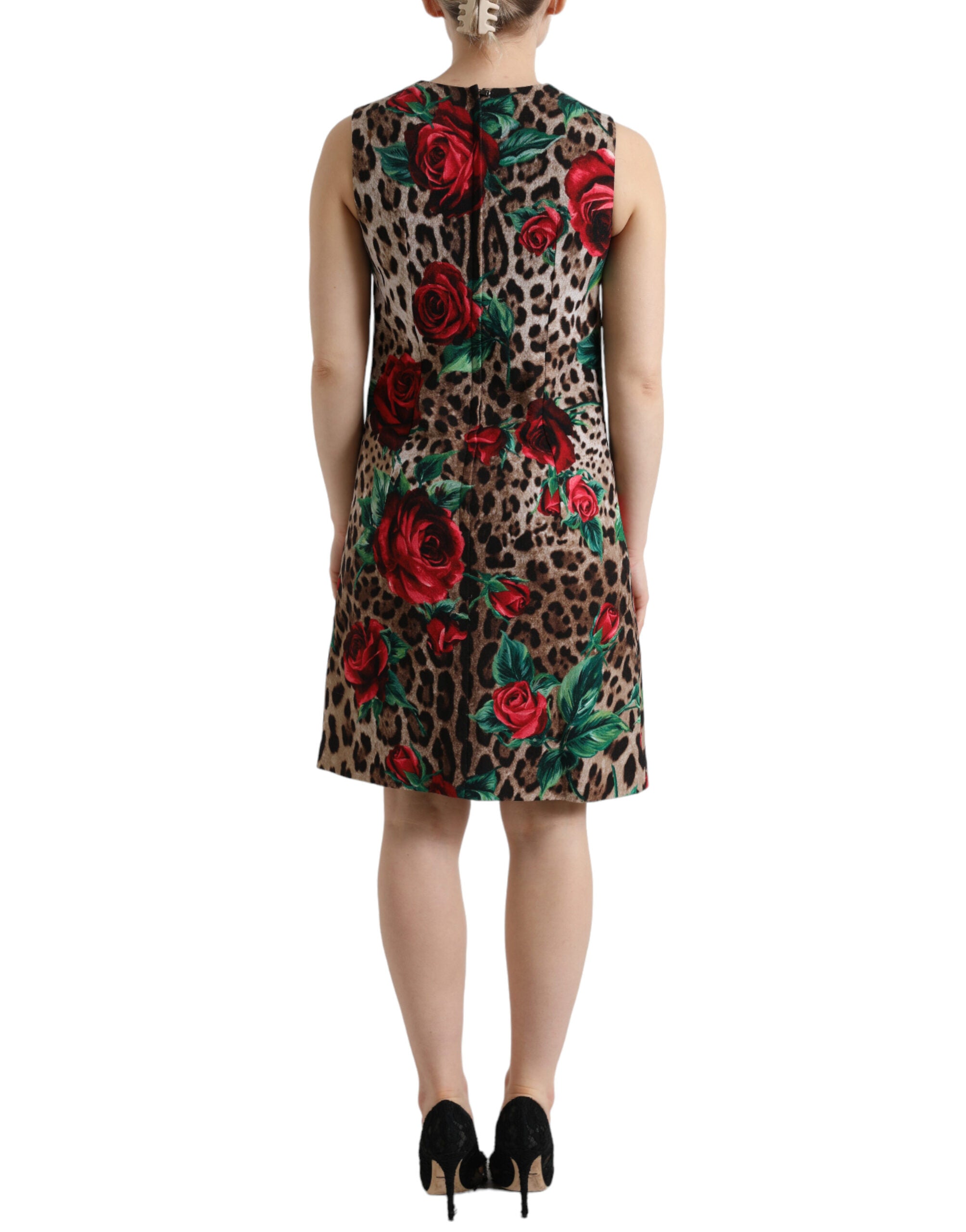 Dolce & Gabbana Elegant Leopard Floral A-Line Women's Dress